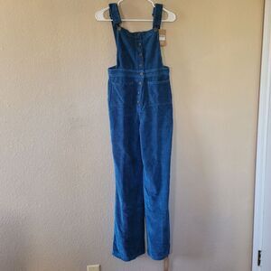 Reformation Jeans Cassidy Long Corduroy Overalls Jumpsuit Womens size 2 Blue Nwt